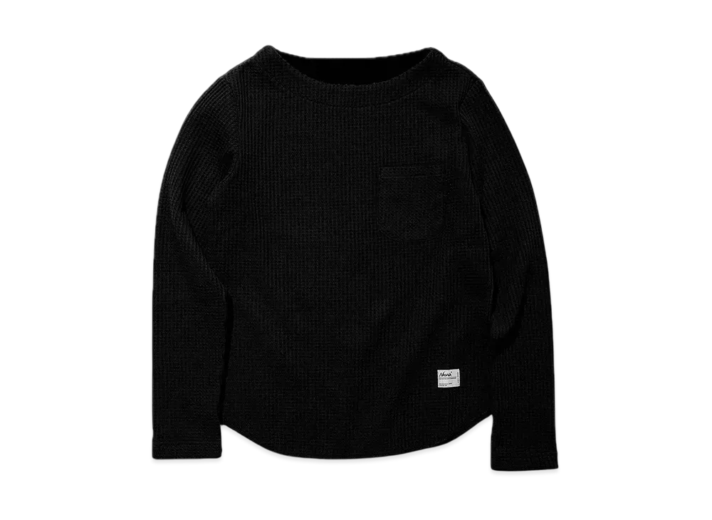 NANGA Eco Hybrid Waffle B.Neck L/S Tee W(Women) "Black"