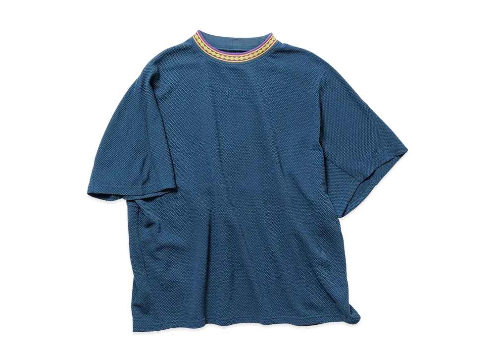 NANGA Ringer Collar Panel Tee "Navy"