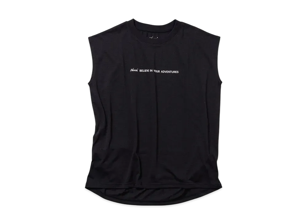 NANGA Women's Dry Mix Tagline F/S Tee "Black"
