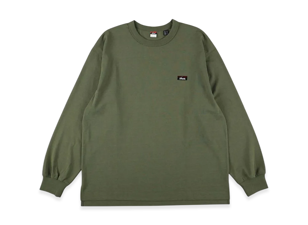 NANGA Eco Hybrid Box Logo Embroidery Long Sleeve Tee "Green"