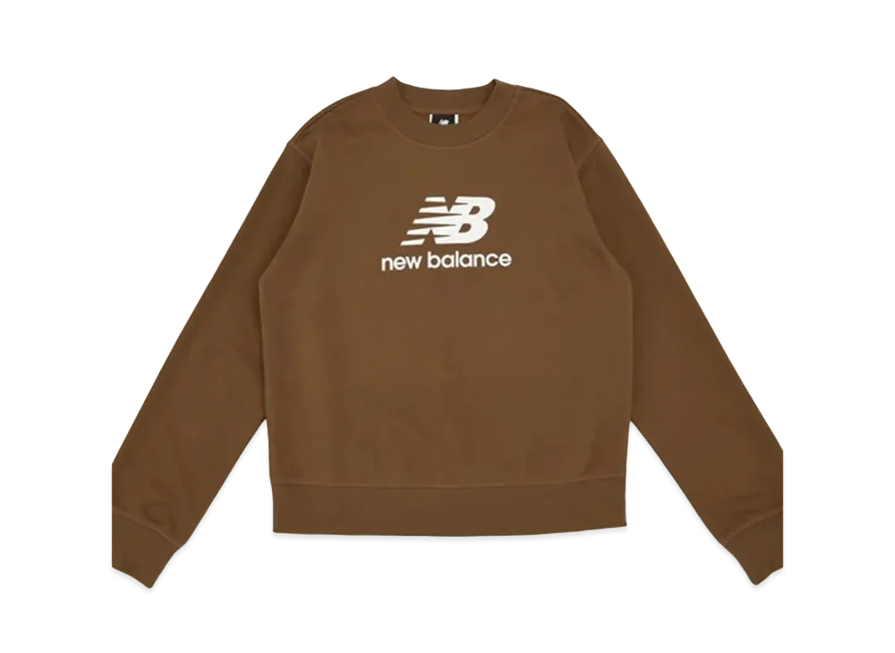 New Balance Essentials Stacked Logo Sweat Crew "Brown"