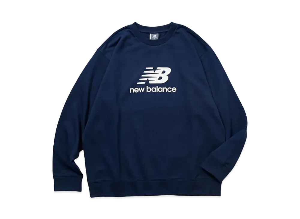 New Balance Essentials Stacked Logo Sweat Crew "Navy"