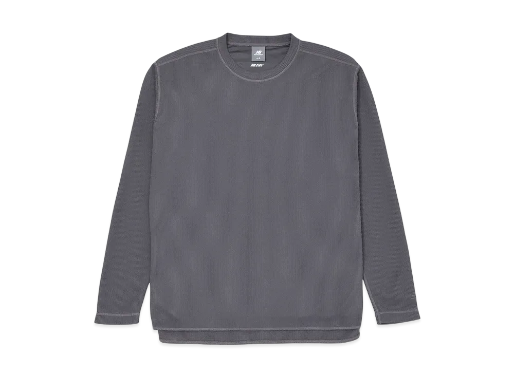 New Balance Black Out Collection Poly Waffle Long Sleeve Shirt "Charcoal Gray"