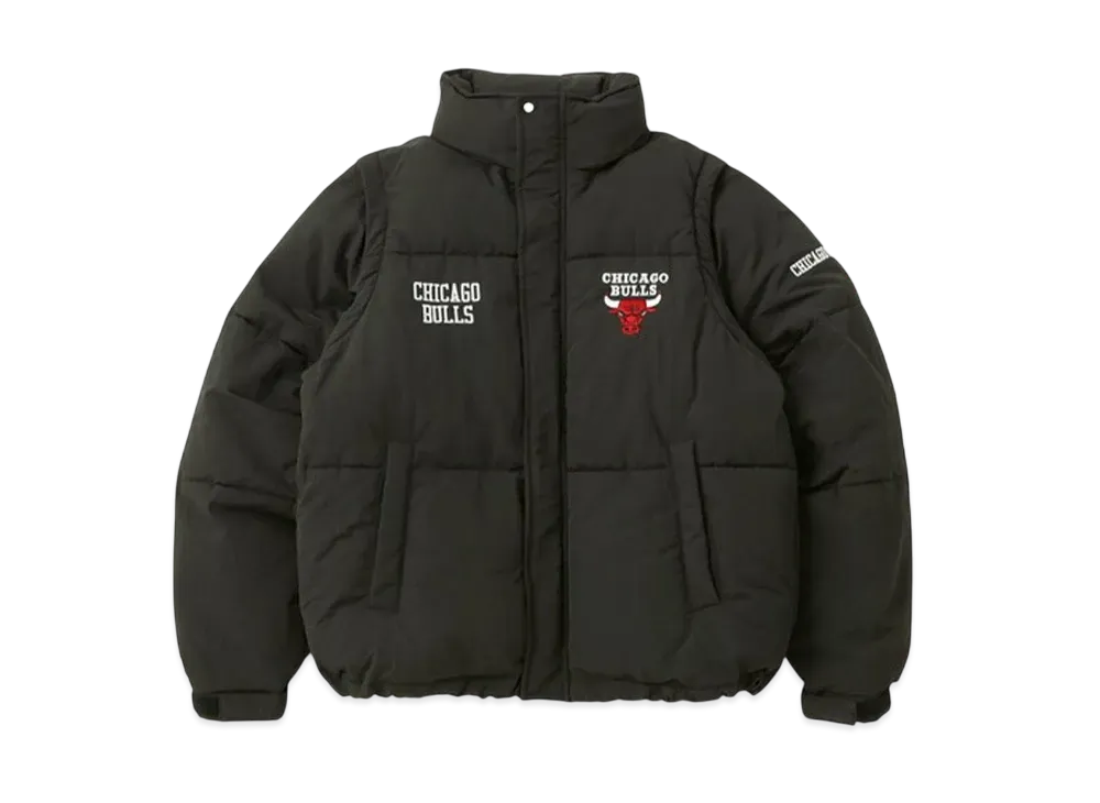 NBA Team Multi Way Oversized Nylon Padding Jacket Bulls "Black"