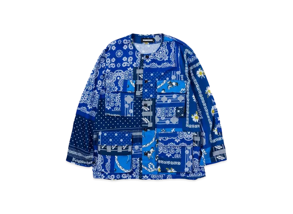 NEIGHBORHOOD BANDANA . NC / C-SHIRT . LS "Navy"