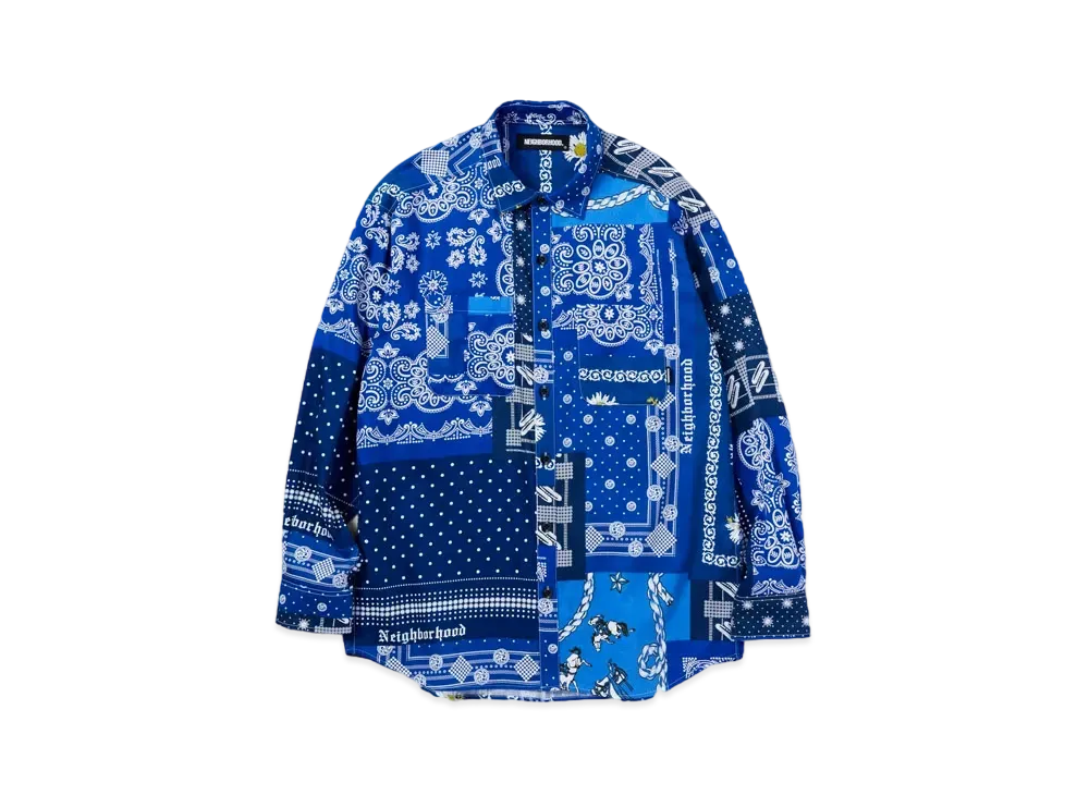 NEIGHBORHOOD BANDANA / C-SHIRT . LS "Navy"