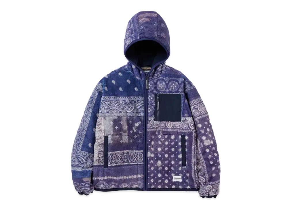 NEIGHBORHOOD Bandana Pattern Fleece Jacket "Navy"