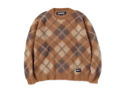NEIGHBORHOOD Argyle Pattern Mohair Sweater "Khaki"