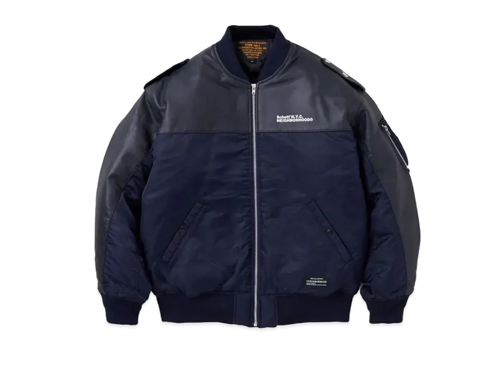 NEIGHBORHOOD x Schott Leather Combi MA-1 Jacket 