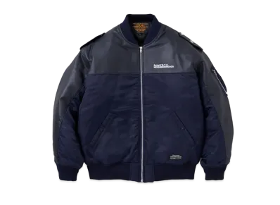 NEIGHBORHOOD x Schott Leather Combi MA-1 Jacket "Navy"