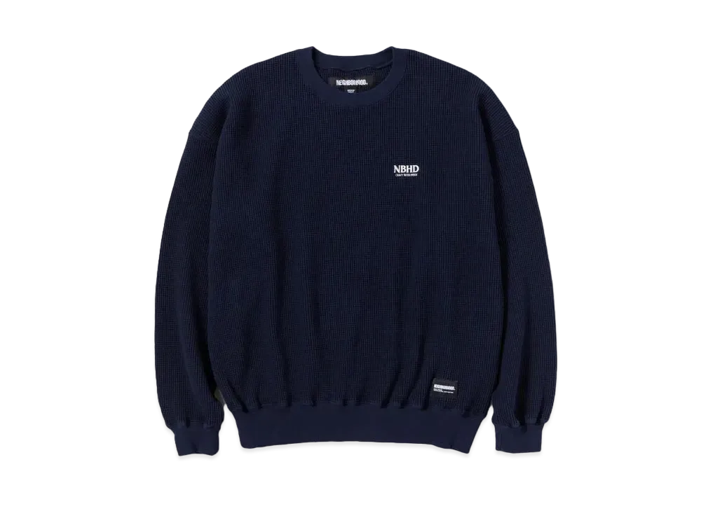 NEIGHBORHOOD Waffle Fabric Crewneck LS "Navy"