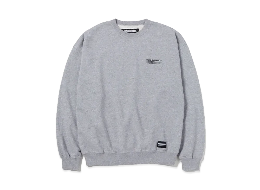 NEIGHBORHOOD 24SS Plain Sweat Shirt "Gray"