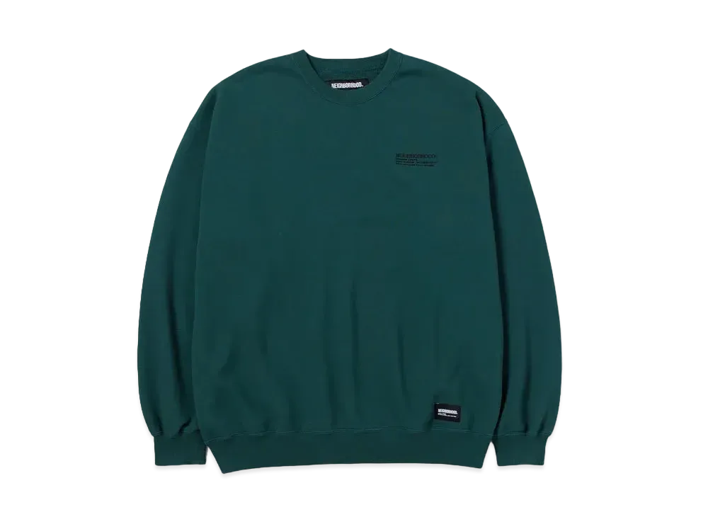 NEIGHBORHOOD 24SS Plain Sweat Shirt "Green"