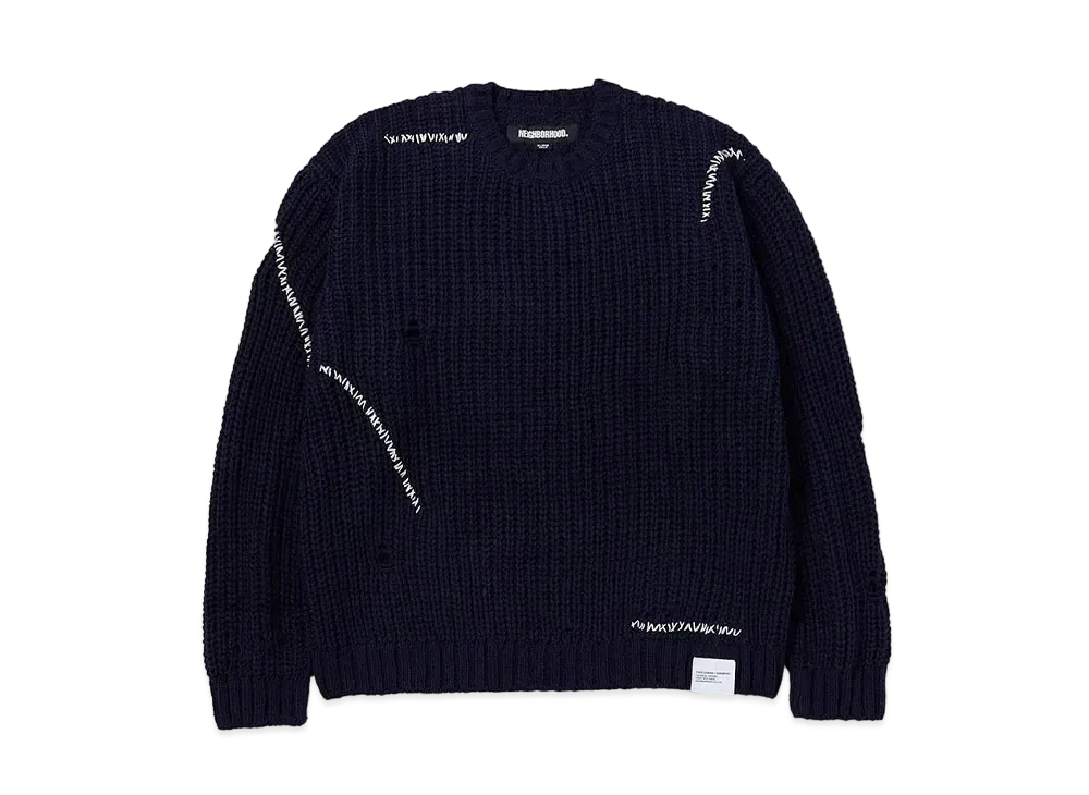 NEIGHBORHOOD 24SS Savage Crewneck Sweater "Navy"