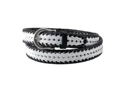 NEIGHBORHOOD 24SS Leather Mesh Belt "White/Black B"