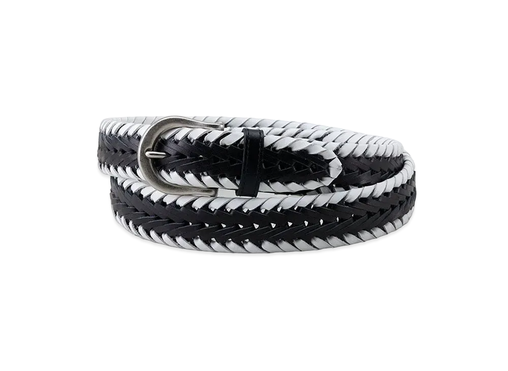 NEIGHBORHOOD 24SS Leather Mesh Belt "Black/White A"