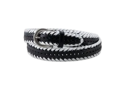 NEIGHBORHOOD 24SS Leather Mesh Belt "Black/White A"