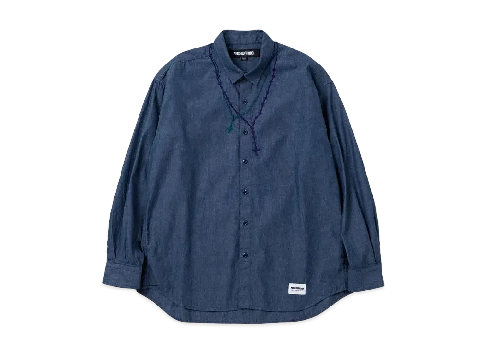 NEIGHBORHOOD Double Cross Embroidery Shirt LS "Indigo"