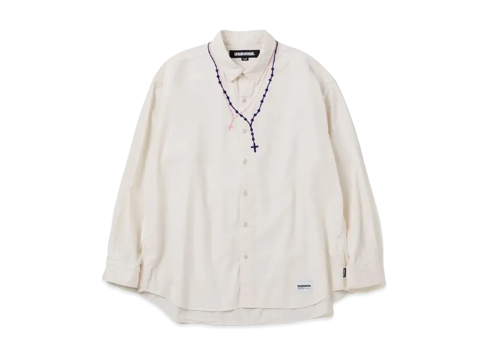 NEIGHBORHOOD Double Cross Embroidery Shirt LS "Natural"