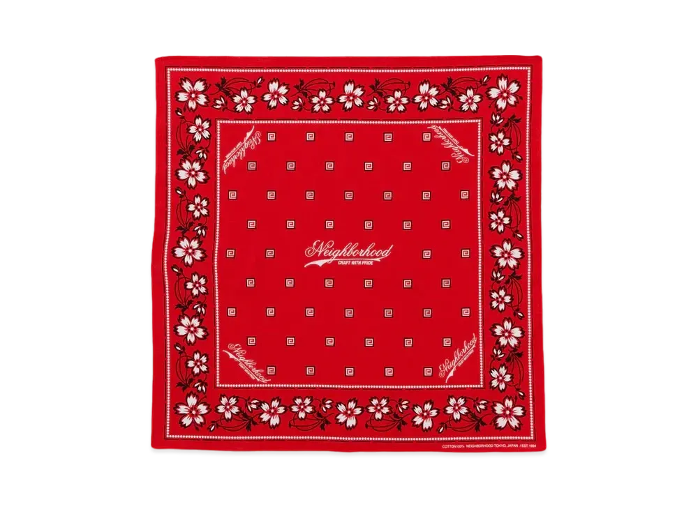 NEIGHBORHOOD Flower Bandana "Red"