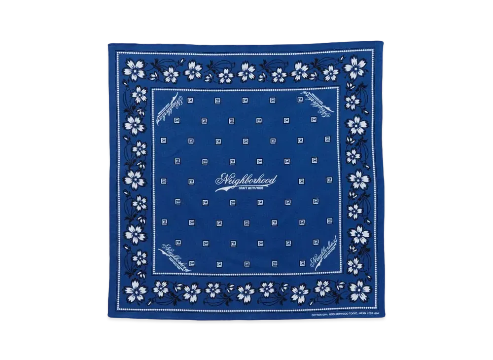 NEIGHBORHOOD Flower Bandana "Navy"