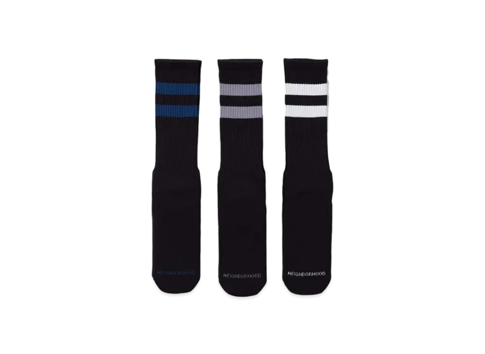 NEIGHBORHOOD Classic 3Pac Socks "Black"