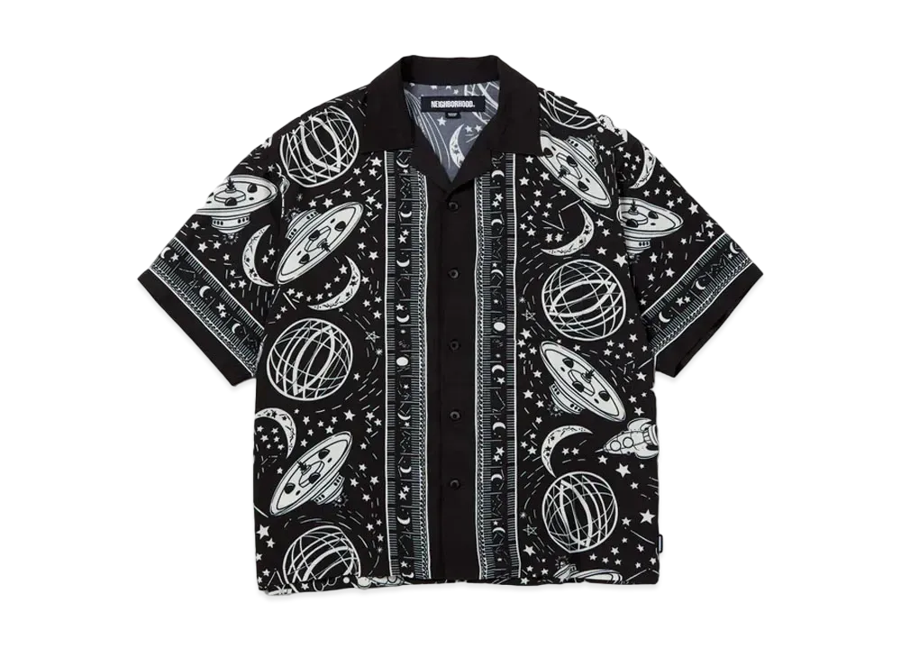 NEIGHBORHOOD Cosmic Hawaiian Shirt SS "Black x White"