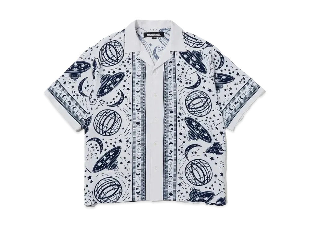 NEIGHBORHOOD Cosmic Hawaiian Shirt SS "White x Navy"