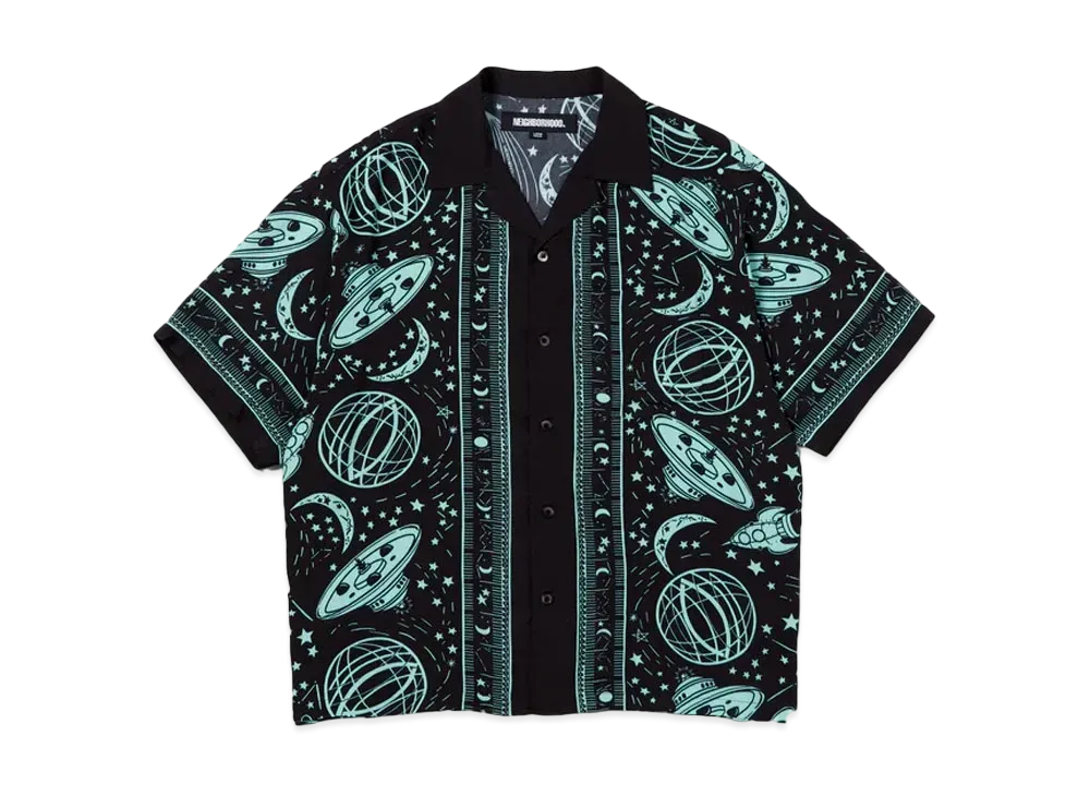 NEIGHBORHOOD Cosmic Hawaiian Shirt SS "Black x Mint"