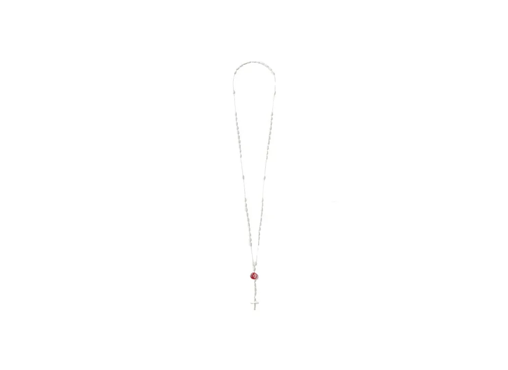 NEIGHBORHOOD Cord Cross Necklace "White"