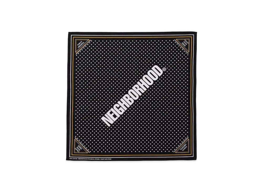 NEIGHBORHOOD Dot Bandana "Black"