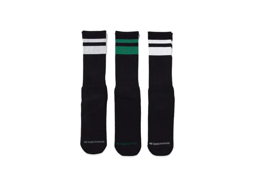 NEIGHBORHOOD Classic 3Pac Socks "Black"