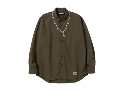 NEIGHBORHOOD Cross Embroidery Shirt LS "Olive Drab"