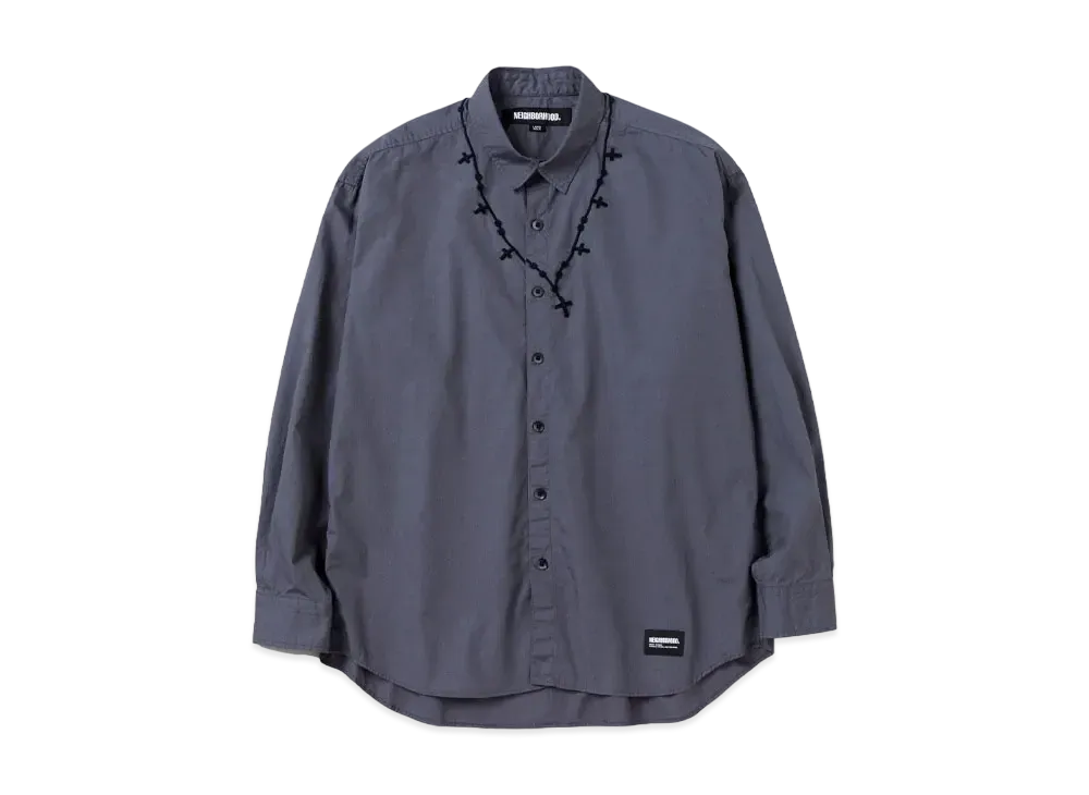 NEIGHBORHOOD Cross Embroidery Shirt LS "Gray"