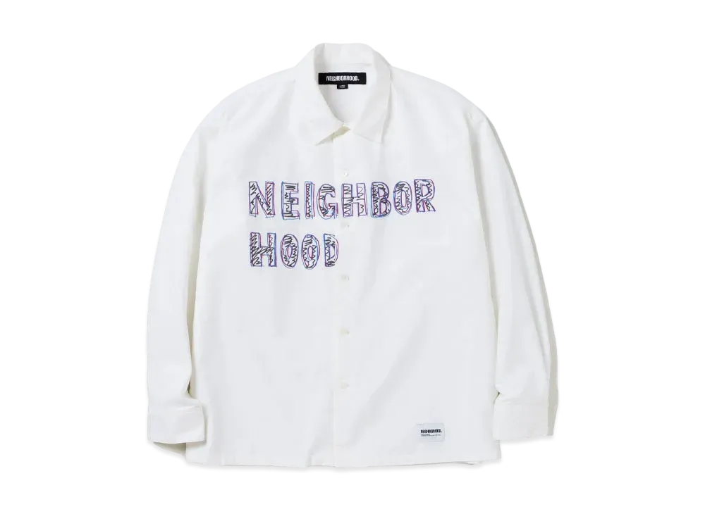 NEIGHBORHOOD Hand Drawing Embroidery Shirt LS "White"