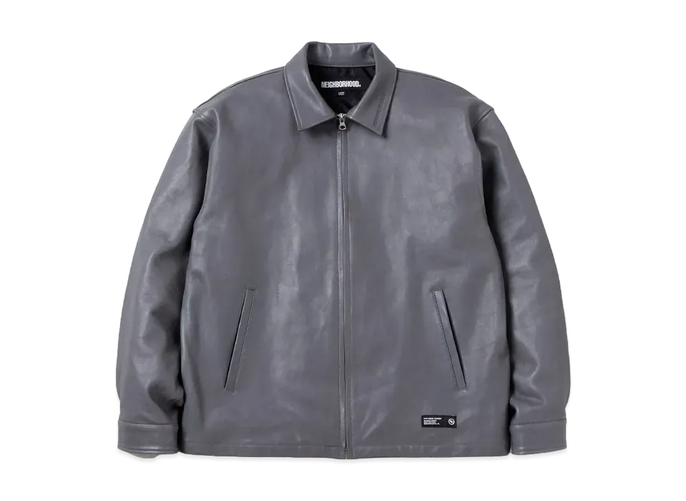 NEIGHBORHOOD Leather Zip Work Jacket "Gray"