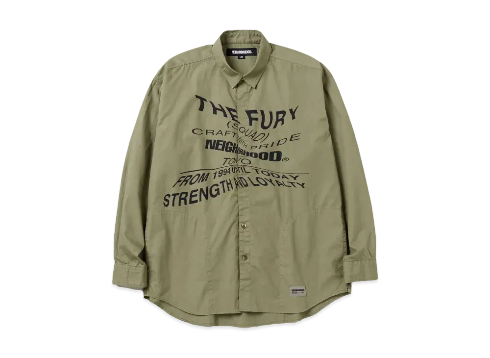 NEIGHBORHOOD Distortion Print Shirt LS "Olive Drab"