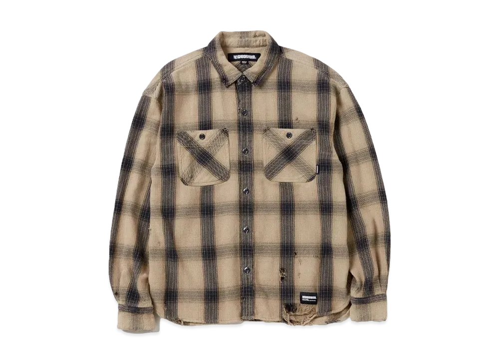 NEIGHBORHOOD Savage Block Hombre Check Shirt LS "Mustard"
