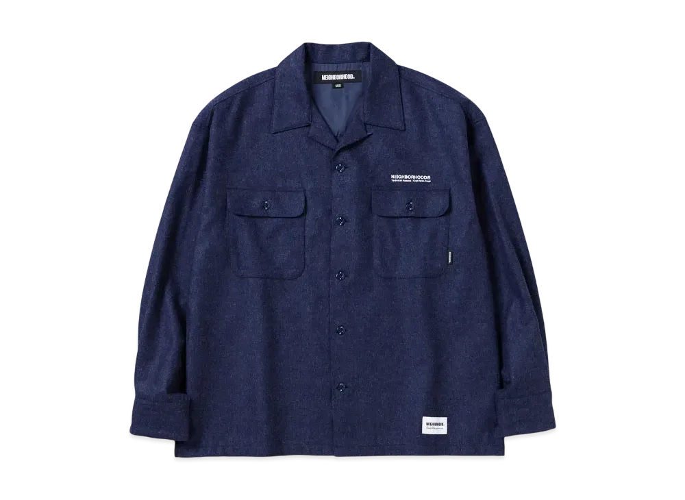 NEIGHBORHOOD Wool Open Collar Shirt LS "Blue"