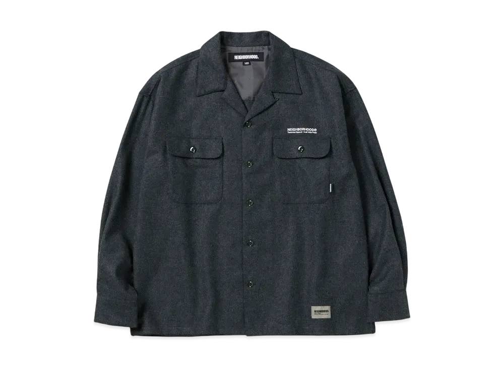 NEIGHBORHOOD Wool Open Collar Shirt LS "Olive Drab"