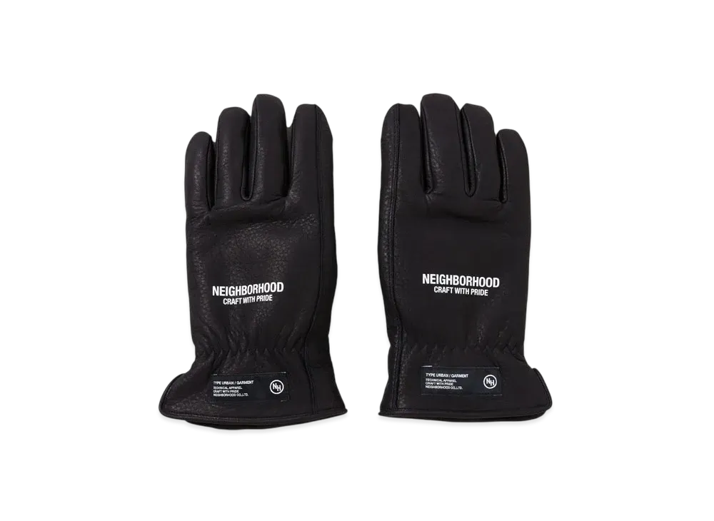 NEIGHBORHOOD Leather Boa Gloves "Black"