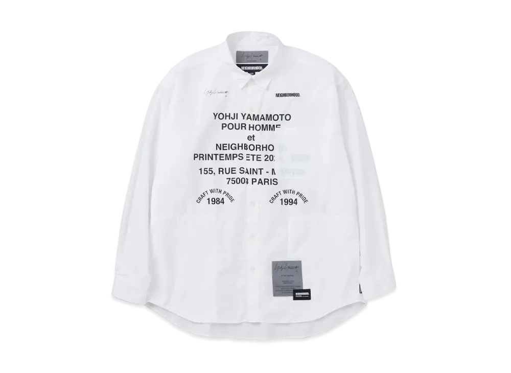 NEIGHBORHOOD x Yohji Yamamoto Print Shirt LS "White"