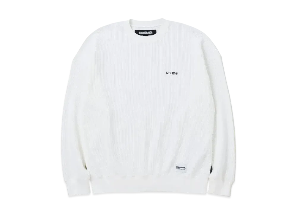 NEIGHBORHOOD Waffle Fabric Crewneck LS "White"