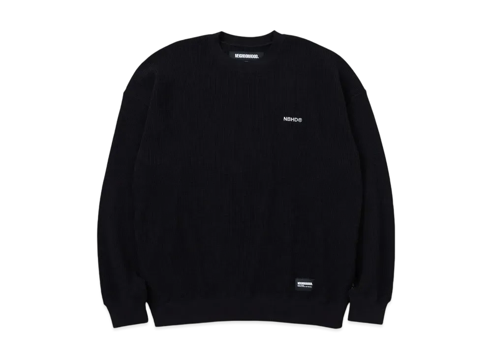 NEIGHBORHOOD Waffle Fabric Crewneck LS "Black"