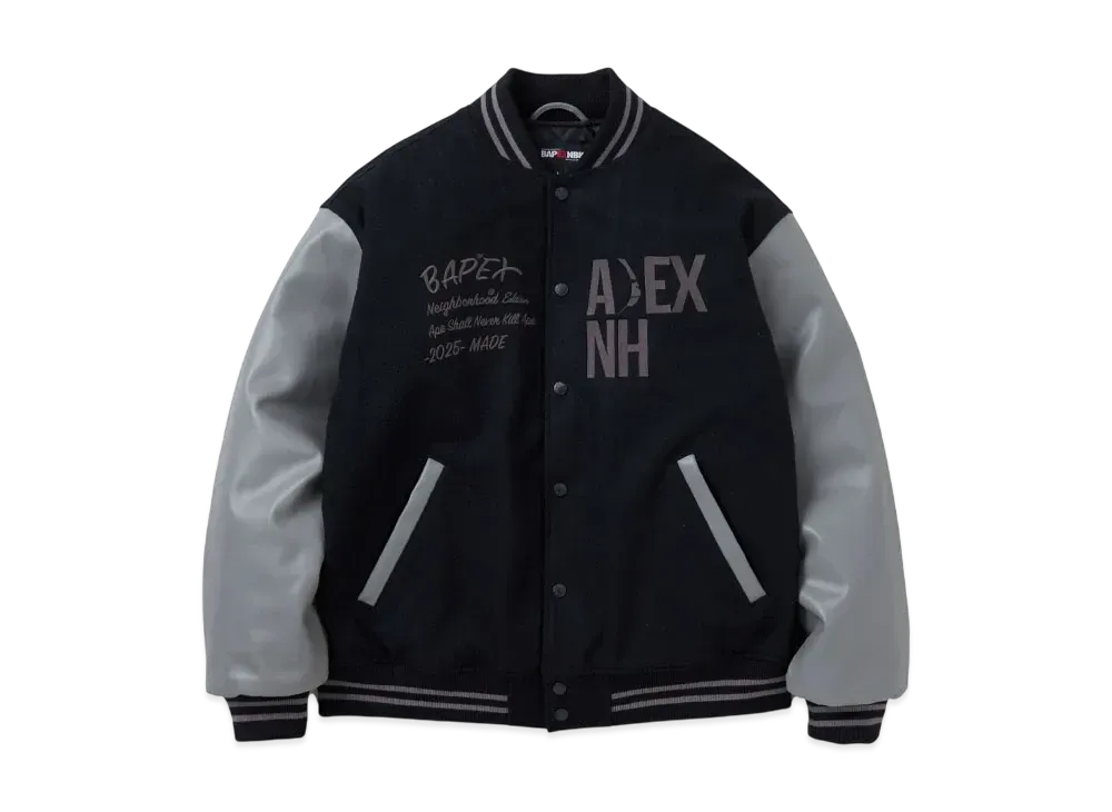 NEIGHBORHOOD x A BATHING APE Varsity Jacket Nh Ver "Black"
