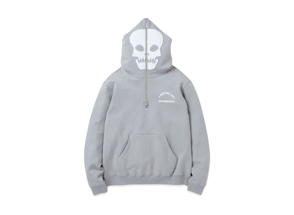 NEIGHBORHOOD x A BATHING APE Two Face Half Zip Hoodie "Gray"