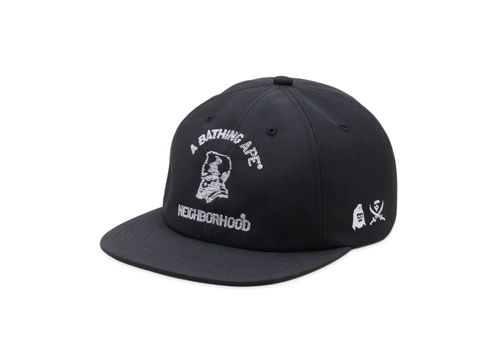 NEIGHBORHOOD x A BATHING APE General Panel Cap "Black" 242NOAPN-HT02S / 001CPK731905C