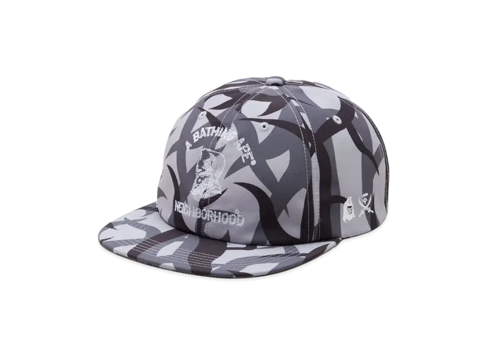 NEIGHBORHOOD x A BATHING APE Trial Camo General Panel Cap "Gray"
