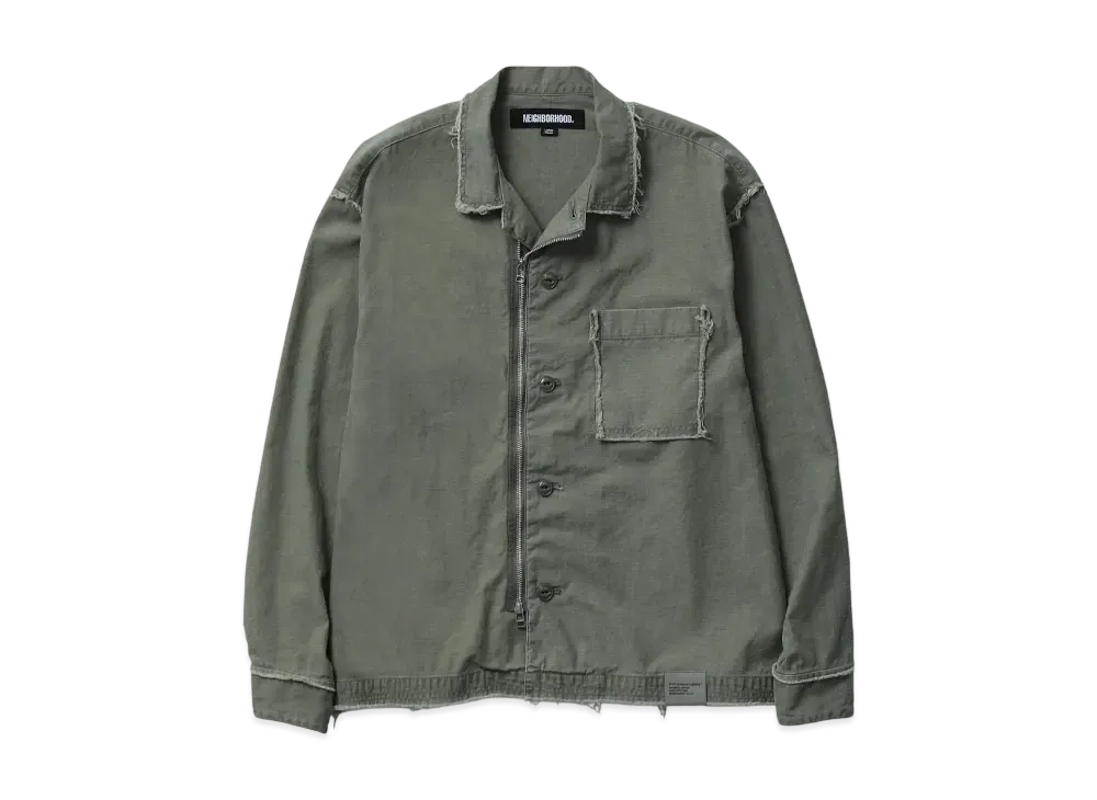 NEIGHBORHOOD Untrimmed Zip Shirt LS "Olive Drab"