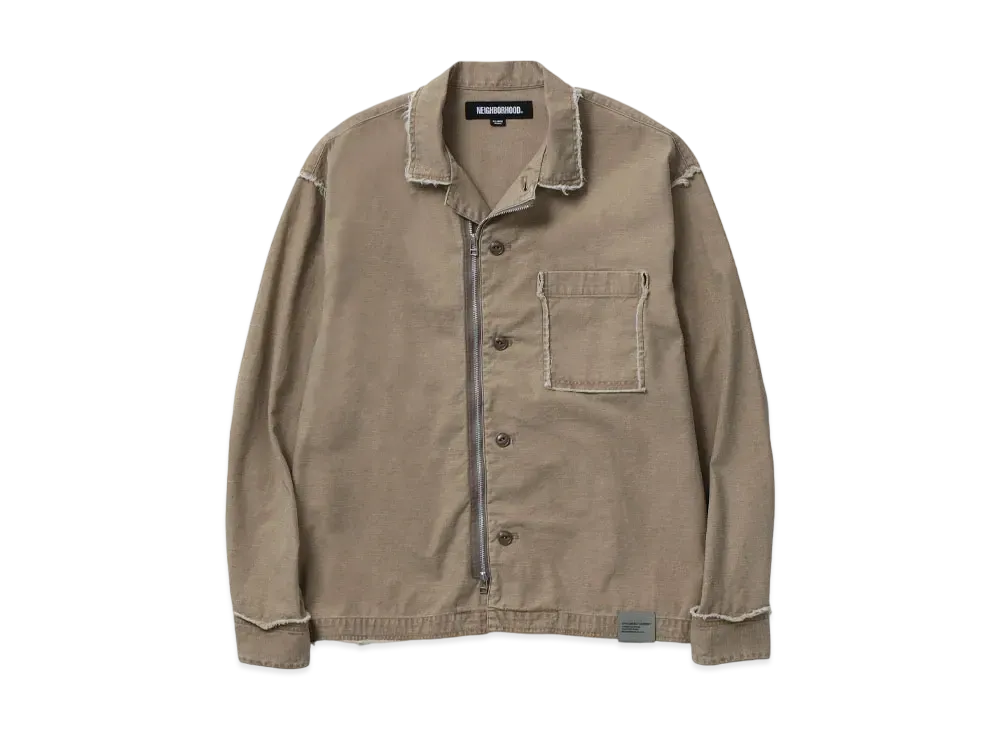 NEIGHBORHOOD Untrimmed Zip Shirt LS "Brown"